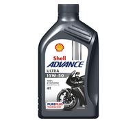 Shell Advance 4T Ultra 15W-50 1L | 100% Synthetic Oil for 4-Stroke Engines | PurePlus Technology | API SN JASO MA2 | Maximum Cleanliness and Protecti