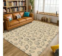 Shell Area Rug, Coastal Natural Scallop Conch Summer Beige Non-Slip Indoor Rectangle Carpet Non Shedding Rugs for Living Room Bedroom College Dorm Kitchen Decor 5' X 7'