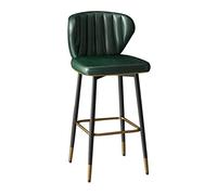 Shell Back Chairs Leather Counter Height with Backrest Breakfast Kitchen Bar Stools - Grey Blue White Brown Black (Green)