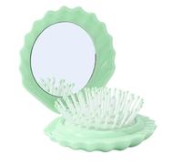 Shell Brush, Pocket Comb, Makeup Mirror, 5.51 x 2.36 Inch Scalp Massage Tool, Compact Design, for Daily Grooming, Bathroom Use, Poolside Styling, Beach Bag, Camping, Gym, Outdoor