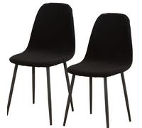 Shell Chair Covers for Dining Chairs, Mid Century Modern Dining Chair Covers Set of 2/4/6, Lounge Armless Chair Cover-Black||2PCS