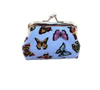 Shell Clip Coin Purse,Butterfly Printed Pouch,Small Change Pouch,Vintage Kiss-Lock Coin Wallets,Coin Storage Bag(Blue)