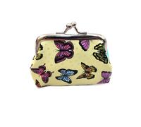 Shell Clip Coin Purse,Butterfly Printed Pouch,Small Change Pouch,Vintage Kiss-Lock Coin Wallets,Coin Storage Bag(Yellow)