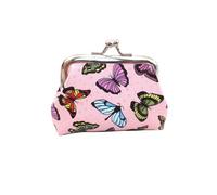 Shell Clip Coin Purse,Butterfly Printed Pouch,Small Change Pouch,Vintage Kiss-Lock Coin Wallets,Coin Storage Bag(Pink)