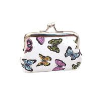Shell Clip Coin Purse,Butterfly Printed Pouch,Small Change Pouch,Vintage Kiss-Lock Coin Wallets,Coin Storage Bag(White)