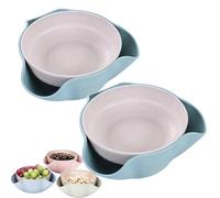 Shell Collecting Snack Bowl, Pistachio Bowl with Shell Storage, Detachable Double-Layer nut Tray with Shells for Pistachios, Peanuts, Cherries, Nuts (2, Blue)