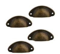 Shell Cup Handles 4 PCS Retro Metal Kitchen Drawer Cabinet Door Handle and Furniture Knobs Handware Cupboard Antique Brass Shell Pull Handles(Color 1)