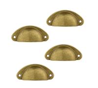 Shell Cup Handles 4 PCS Retro Metal Kitchen Drawer Cabinet Door Handle and Furniture Knobs Handware Cupboard Antique Brass Shell Pull Handles(Color 8)