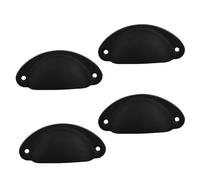 Shell Cup Handles 4 PCS Retro Metal Kitchen Drawer Cabinet Door Handle and Furniture Knobs Handware Cupboard Antique Brass Shell Pull Handles(Color 5)