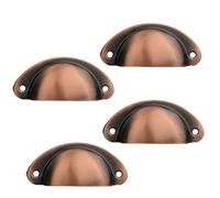 Shell Cup Handles 4 PCS Retro Metal Kitchen Drawer Cabinet Door Handle and Furniture Knobs Handware Cupboard Antique Brass Shell Pull Handles(Color 7)