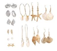 Shell Earrings for Women, 11 Pairs Summer Earring with Starfish and Seashell Designs, Lightweight Holiday Earrings for Beach Vacations and Themed Parties