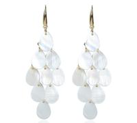 Shell Earrings - Shell Teardrop Dangle Earrings for Women, Dangle Earring, Long Earring Women Dangling, Handmade Layered Waterfall Drop Earring, Elegant Bridal Wedding Jewelry Gift for Bridesmaid
