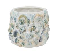 Shell Embossed Plant Pot, 16.5cm White Ceramic Coastal Planter Cache Pot