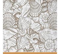 Shell Fabric by The Yard, Ocean Beach Upholstery Fabric, Retro Wild Animals Decorative Fabric, Sea Conch Indoor Outdoor Fabric, DIY Art Waterproof Fabric, Beige White, 2 Yards