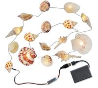 Shell Fairy Lights, Maritime LED Fairy Lights with Battery Box, 20 LEDs Warm White Festive Lights, Real Shells, DIY USB Creative Lighting for Halloween, Christmas Decoration