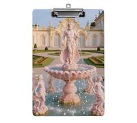 Shell Fountain Palace Clipboard,Decorative Clip Board Acrylic Clipboards with Low Profile Metal Clip for Office,Teachers,Standard Letter Size 8.5x12.5