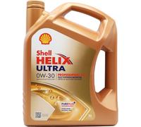 Shell Helix Ultra Professional AJ-L, 0W-30 Fully Synthetic Motor Oil, For Diesel and Gasoline Engines, 5 L