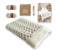 Shell Lace Crochet Blanket Kit for Adults with Everything Included, Yarn, Crochet Hook and Easy to Follow Pattern.