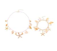 Shell Necklace Starfish Charm Necklace for Women Ocean Pearl Conch Shells Choker Necklaces Boho Summer Beach Jewelry, One size, Metal, No Gemstone