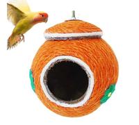 Shell Nest, Handwoven Natural Shell Simulation Birdhouse, Anti-bite Bird Nesting With Rope Woven Cover For Parrot, Parakeet, Conures, Cockatiel, Lovebird, Finches, Hamsters, Squirrel