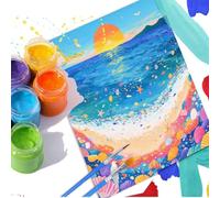 Shell Paint by Numbers for Adults, Paint by Numbers Sunset Oil Painting Kit with Brushes and Acrylic, Arts And Crafts Colorful Watercolor Canvas Painting for Home Decor Wall Art, No Framed 20x20cm d57