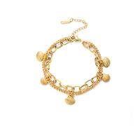 Shell Paperclip Chain Bracelet Dainty Bangle Adjustable Layered Stainless Steel Fashion Stack Bracelets Anklet Popular Minimalist Charm Jewelry Present Gift for Women Girls, adjustable, Stainless