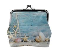 Shell Pattern Women's Leather Kiss-Lock Coin Purse,Double-Sided Full Print Pattern,Ultra-Fine Fiber Leather,Small Clutch Wallet for Cash,Cards,Coins