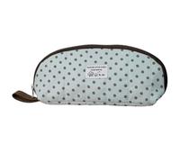 Shell Pencil Pouch for Students and Worktables, Green | Dotted Fabric Pen Case, Zipper Opening, Side Loop, Classroom Organizer