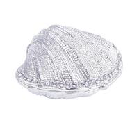 Shell Shape Jewelry Box, Metal Glass Trinket Box Ring Holder Small Seashell Figurine Collectible Table Centerpiece for Earring Ring Necklace Display