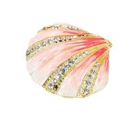 Shell Shape Jewelry Box, Metal Glass Trinket Box Ring Holder Small Seashell Figurine Collectible Table Centerpiece for Earring Ring Necklace Display