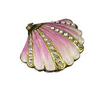 Shell Shape Jewelry Box, Metal Glass Trinket Box Ring Holder Small Seashell Figurine Collectible Table Centerpiece for Earring Ring Necklace Display