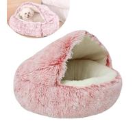 Shell Shaped Dog Bed - Non Slip Plush Cozy Nest Bed for Dogs and Cats - Soft Fluffy Comfortable Dog Pouch Bed with Cover