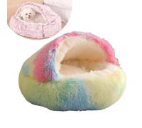 Shell Shaped Dog Bed - Non Slip Plush Cozy Nest Bed for Dogs and Cats - Soft Fluffy Comfortable Dog Pouch Bed with Cover