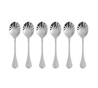 Shell-Shaped Stainless Steel Dessert Spoon Having Long Handle Mirror-Polished Finish Rust-Resistant for Restaurants Weddings Formal Dining (6-Pack Silver)(Silver)