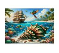 Shell Ship Fish 1000pcs For Adults Mini Puzzle Challenging | 70x50cm Cardboard Living Room Decor Durable Structure Birthday Gift Brain Training