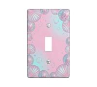 Shell Single Light Switch Cover Plate, Summer Playful Disco Ball Bubble Summer Peach Plastic Standard Size Toggle Light Switch Cover for New Apartment Home Bedroom Office Decor (Single)