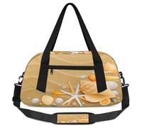 Shell Starfish Kids Overnight Duffle Bags for Girls Boys, Sandy Beach Lightweight Sports Gym Bag for Kids，Small Overnight Weekender Carry on Travel Bags Dance Bag, Shell Starfish, 18.5L x 7.8W x 9.4H