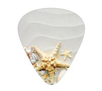 Shell Starfish On The Sand 12 Pcs Guitar Picks, 0.46mm/0.71mm/0.96mm Thickness, Guitar Plectrum With Storage Case For Acoustic-Electric Guitar Ukulele Bass