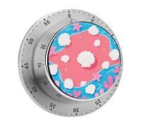 Shell Starfish Pattern Kitchen Timer 60 Minute Visual Wind Up Timers Indoor Mechanical Timers with Magnetic Base Stainless Steel Timer for Home Cooking Time Management Tool