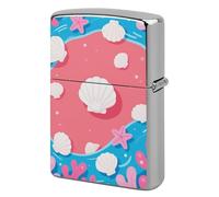 Shell Starfish Pattern Lighter Case Metal Double-Sided Lighter Cover Pocket Lighters Sleeve Windproof Lighters Accessories for Men Women