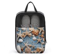Shell Starfish Pattern Shoe Bag Waterproof & Breathable Shoe Pouch for Travel, Portable Carry Case for Sports Sneakers, Gym, Vacation