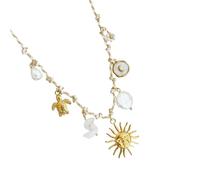 Shell Starfishes/Sun Moon/Sea Horse Pendant Necklace Soft Rope Chain Collar Jewelry For Multiple Occasion Styling Adjustable Necklace