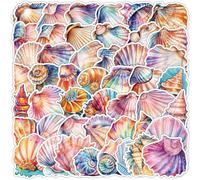 Shell Stickers 50PCS for Teens Kids Adults Beach Lovers,Colorful Sea Life Waterproof Decals for Journal Scrapbook Laptops Water Bottle Luggage Bike Helmet Notebook Water Bottle Skateboard Guitar