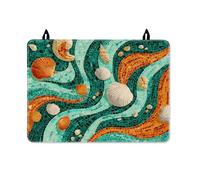 Shell Stove Top Cover for Electric Stove, Coastal Modern Mosaic Waves Summer Turquoise Pu Surface Stovetop Cover Board for Glass Surface Everyday Kitchen Use Decor 28x20 Inch