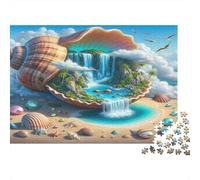 Shell Waterfall Inspired 1000 Piece Paper Puzzle for Adults Thick Eco Material Educational Waterfall Jigsaw for Home Decor & Brain Wellness 38x26cm/1000pcs