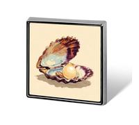 Shell with A Shiny Pearl Inside Unisex Brooches & Pins Square Lightweight Lapel Badge Jewelry for Clothing Shawl Hat