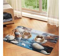 Shell World Pet Feeding Mat Dog Cat Eating Food Absorbent Leather Tablecloth for and Water Bowl Waterproof No Stains Quick Dry Non-Slip 23.62 * 15.75IN