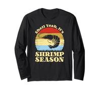Shell Yeah it’s Shrimp Season Retro Meme Seafood Lovers Long Sleeve T-Shirt