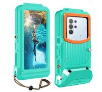 ShellBox Case 2026 IP68 Diving Phone Case, 50FT 1H Underwater Photography for Samsung Galaxy S26/S25/S24/S23 Ultra/Plus, Fit 5.4"-6.9" Right Volume Button Phones, Air Vent Sensitive Touch,Teal&Orange