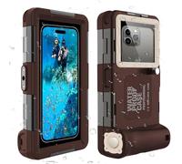 ShellBox Case Diving Case 2nd Gen for iPhone16 Pro Max/16 Pro/16 PLUS/16/Samsung Galaxy Series, Universal Phones[4.9-6.9 Inch],Snorkeling[15m/50ft] Full Body Protector Coffee/Beige